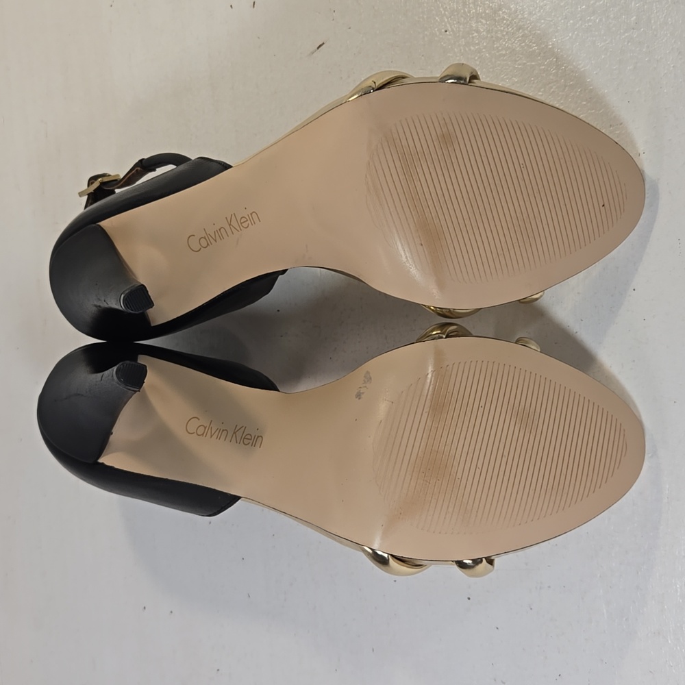 Calvin Klein Black and Gold High Heel Sandals - Picture 8 of 12